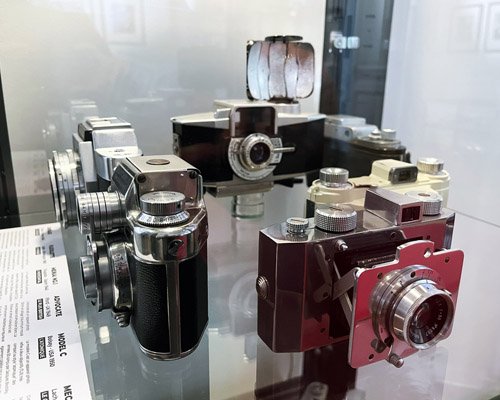Gallus Derlux and other cameras in a showcase