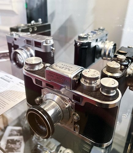 Alpa Reflex, Leica and Nikon in a showcase
