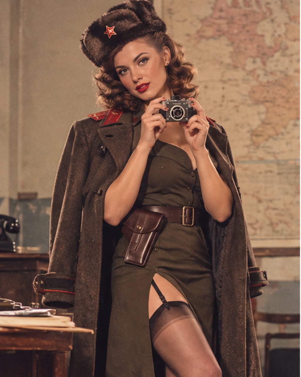 Pin-up in stile d’epoca con la KMZ AJAX-12 “KGB”, 1952